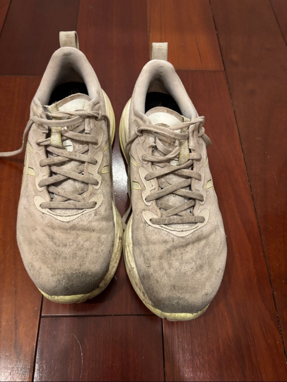 Asics Beige Sneakers with Pale Yellow Accents